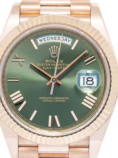 Pre-owned Rolex Daydate 40mm In Green