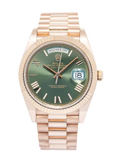 Pre-owned Rolex Daydate 40mm In Green
