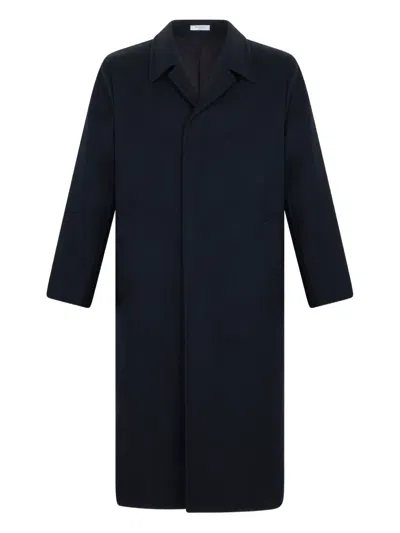 Boglioli Long Sleeve Coat With Notched Lapel And Vent In Blue