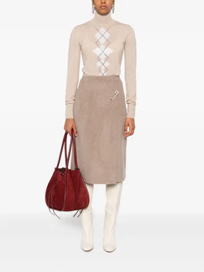 Ermanno Scervino Diamond-pattern Turtleneck Top In Neutral