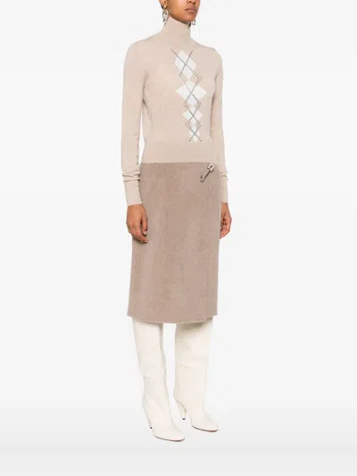 Ermanno Scervino Diamond-pattern Turtleneck Top In Neutral