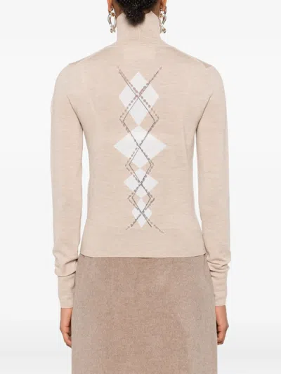 Ermanno Scervino Diamond-pattern Turtleneck Top In Neutral