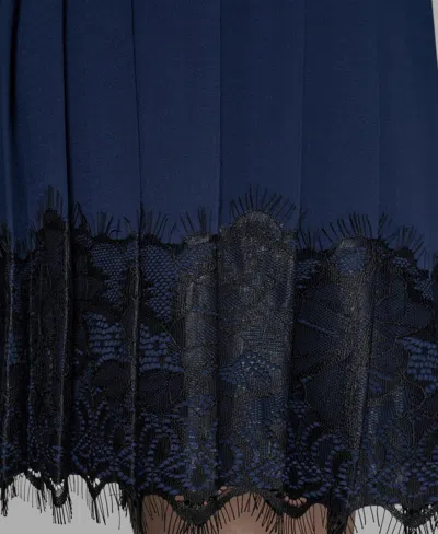 Karl Lagerfeld Women's Lace-hem Pleated Skirt In Blue