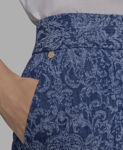 Karl Lagerfeld Jacquard Motif High Rise Jeans In Medium Blue In Blue