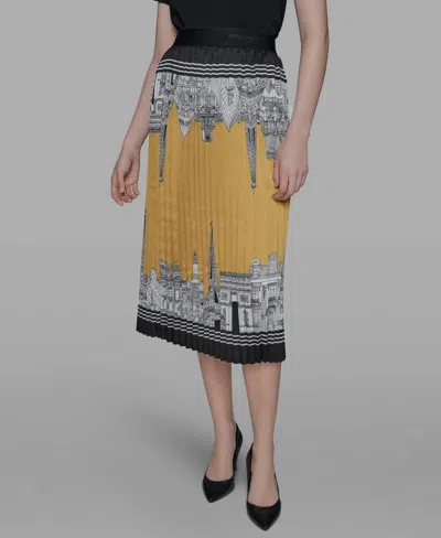 Karl Lagerfeld Women's Pleated Midi-skirt In Brown