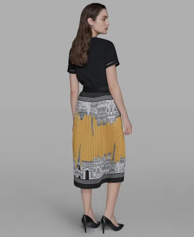 Karl Lagerfeld Women's Pleated Midi-skirt In Brown