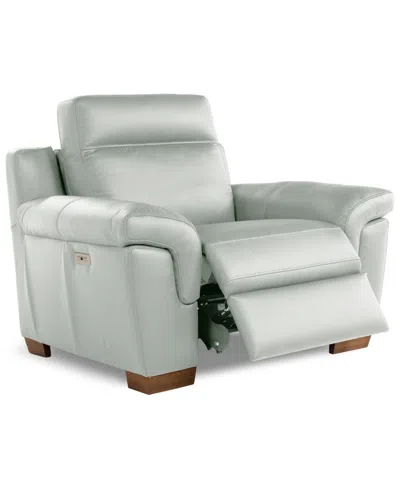 Macy's Julius Ii Leather Power Recliner, Exclusively At  In Green