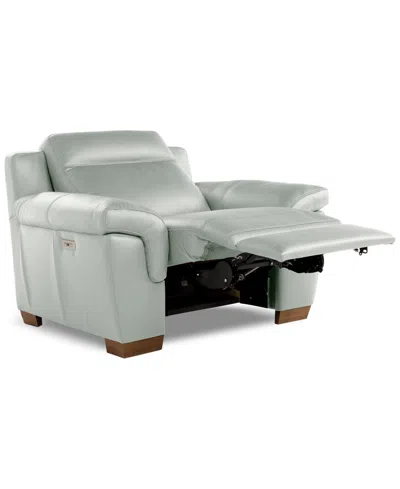 Macy's Julius Ii Leather Power Recliner, Exclusively At  In Green