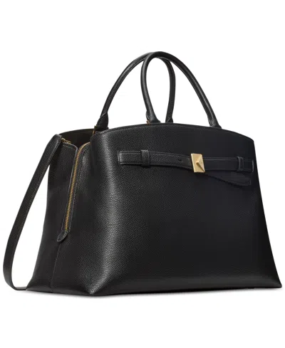 Kate Spade Deco Large Pebbled Leather Satchel In Black