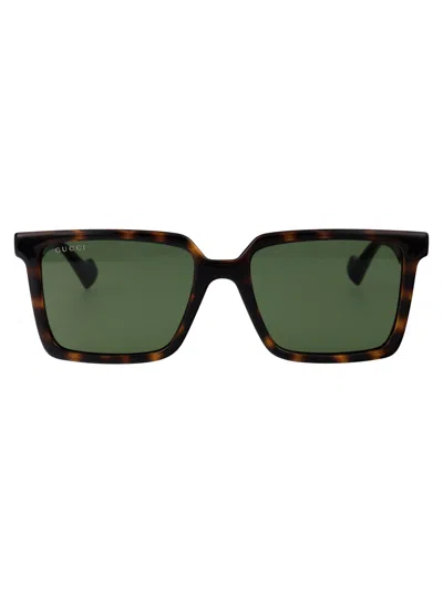 Gucci Havana Havana Green Acetate Sunglasses In Brown