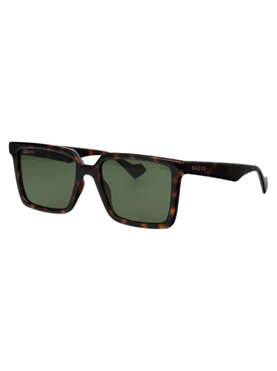 Gucci Havana Havana Green Acetate Sunglasses In Brown