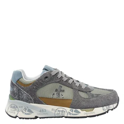 Premiata Dynamic Grey Sneakers With Textured Panels In Gray