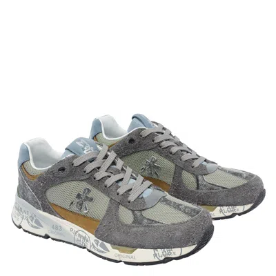 Premiata Dynamic Grey Sneakers With Textured Panels In Gray