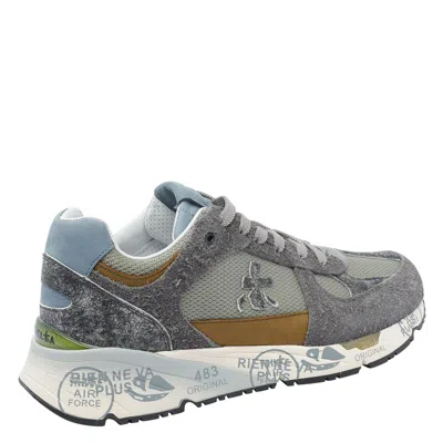 Premiata Dynamic Grey Sneakers With Textured Panels In Gray