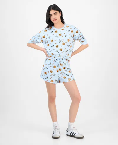 Love Tribe Juniors' Peanuts Woodstock Halloween Lounge Shorts In Blue