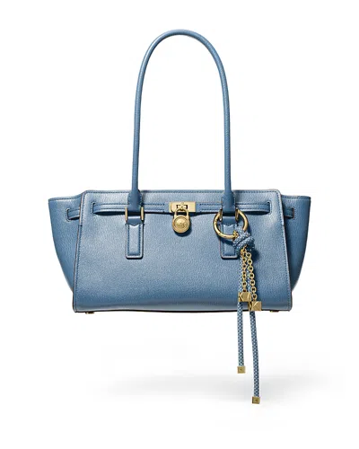Michael Kors Hamilton Moderne Small Leather Satchel In Blue
