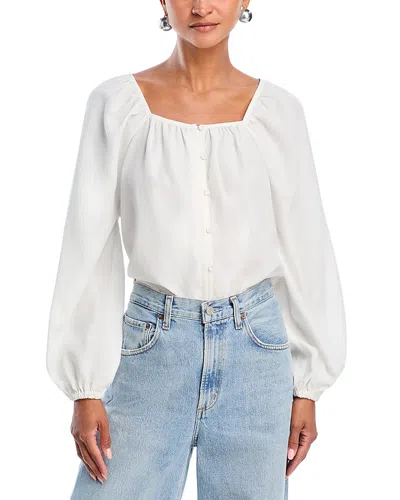 French Connection Balloon Sleeve Top In White