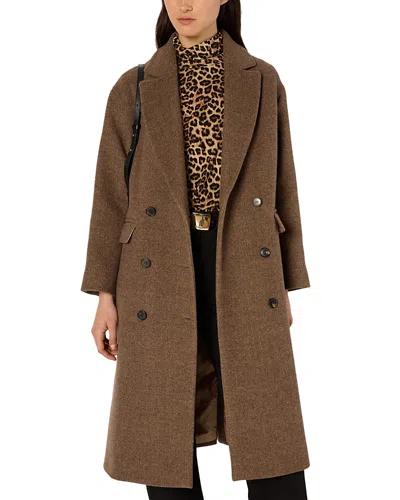 Gerard Darel Mady Wool Blend Coat In Brown