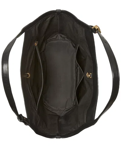 Kate Spade Deco Large Fine Grain Leather Tulip Tote Bag In Black