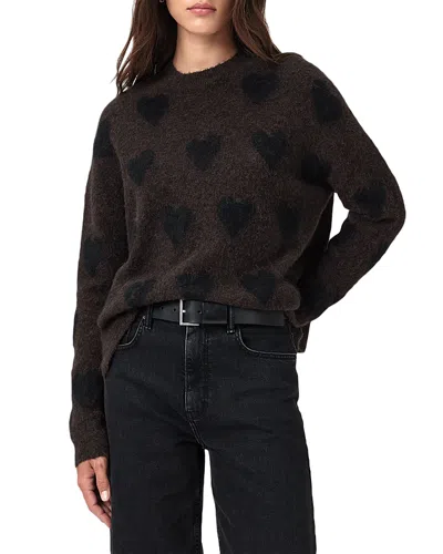 Allsaints Amora Heart-motif Sweater In Black
