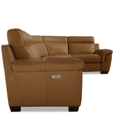 Macy's Julius Ii 5-pc. Leather L Sectional With 2 Power Recliners,  Exclusive In Brown