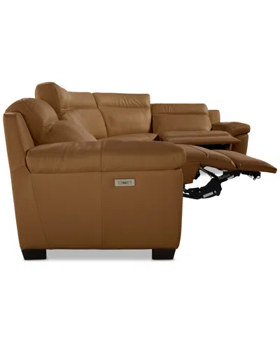 Macy's Julius Ii 5-pc. Leather L Sectional With 2 Power Recliners,  Exclusive In Brown