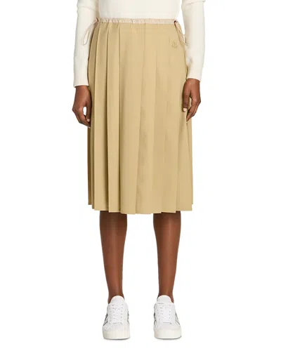 Moncler Pleated Drawstring Midi Skirt In Gold