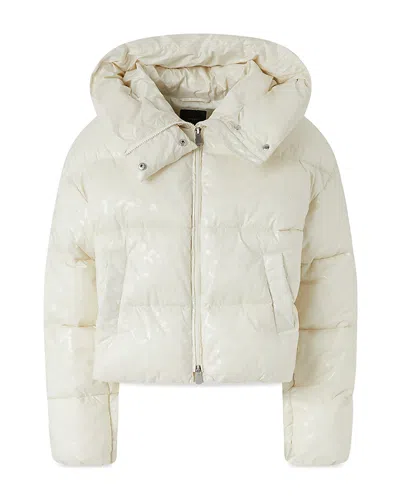 Pinko Short Down Jacket In Logo-print Technical Canvas In White