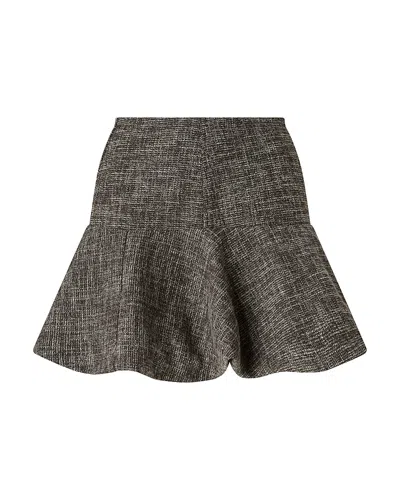 Pinko Flared Tweed Flannel Mini Skirt In Gray