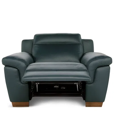 Macy's Julius Ii Leather Power Recliner, Exclusively At  In Green