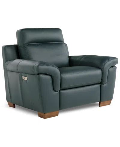 Macy's Julius Ii Leather Power Recliner, Exclusively At  In Green