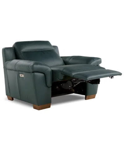Macy's Julius Ii Leather Power Recliner, Exclusively At  In Green