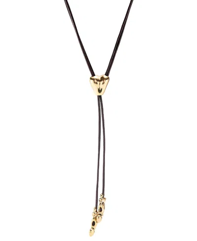 Unode50 Leather And Metal Alloy Heart Necklace In Black