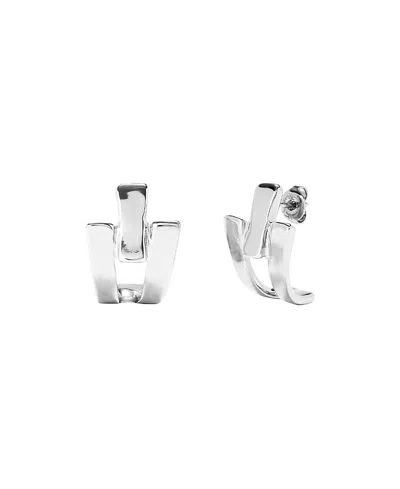 Unode50 Triple-curve Stud Earrings In Silver
