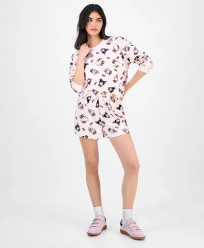 Love Tribe Juniors' Hello Kitty & Friends Halloween Lounge Shorts In Pink