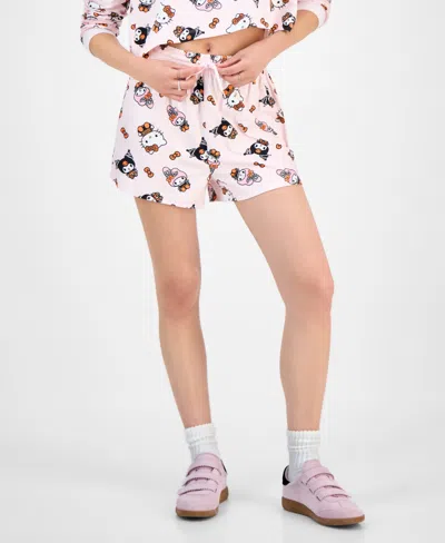 Love Tribe Juniors' Hello Kitty & Friends Halloween Lounge Shorts In Pink