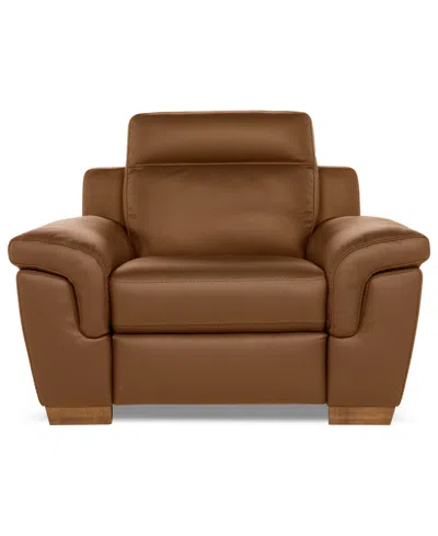 Macy's Julius Ii Leather Power Recliner, Exclusively At  In Brown