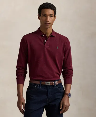 Polo Ralph Lauren Pima Cotton Long-sleeve Polo Shirt In Burgundy