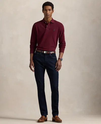 Polo Ralph Lauren Pima Cotton Long-sleeve Polo Shirt In Burgundy