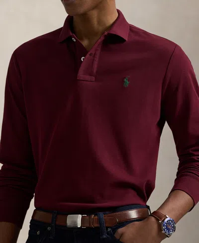 Polo Ralph Lauren Pima Cotton Long-sleeve Polo Shirt In Burgundy
