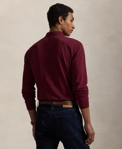 Polo Ralph Lauren Pima Cotton Long-sleeve Polo Shirt In Burgundy