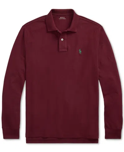 Polo Ralph Lauren Pima Cotton Long-sleeve Polo Shirt In Burgundy