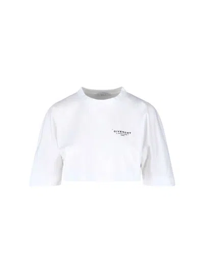 Givenchy Cropped Fit T-shirt In Cotton With Stamp Print Clothing In White