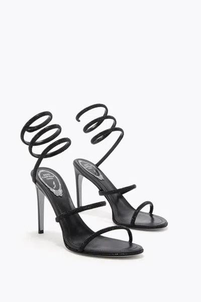 René Caovilla 105mm Rhinestone-embellished Sandals In Black