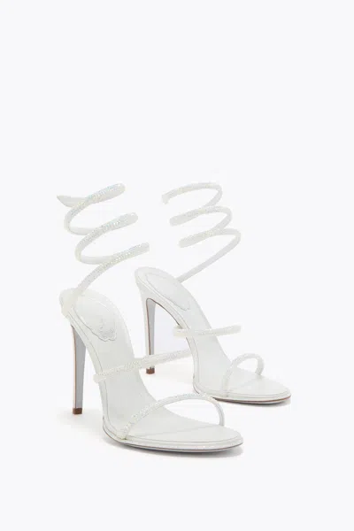 René Caovilla Cleo 105 Crystal-embellished Satin Sandals In White