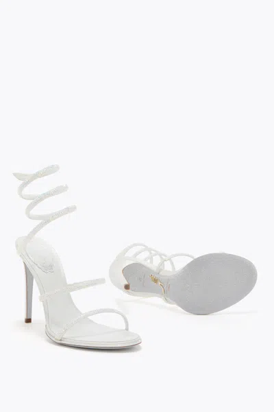 René Caovilla Cleo 105 Crystal-embellished Satin Sandals In White