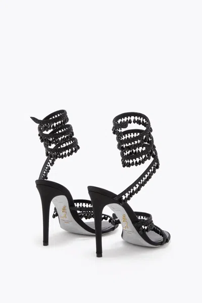 René Caovilla Chandelier Beaded Ankle-wrap Sandals In Black