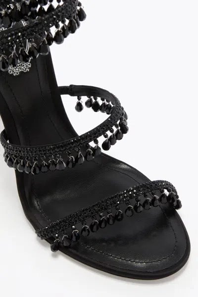 René Caovilla Chandelier Beaded Ankle-wrap Sandals In Black