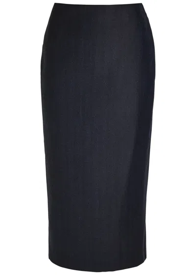 Blazé Milano Blaze Milano Maine Sussex Longuette Wool Midi Skirt In Blue