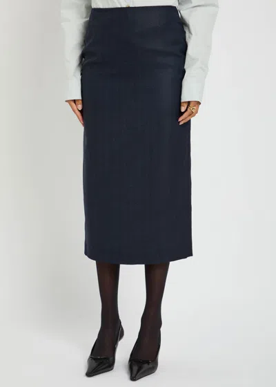 Blazé Milano Blaze Milano Maine Sussex Longuette Wool Midi Skirt In Blue